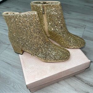 Cape Robbin Gold Glitter Ankle Boots 10 Glam Maximalist Girlhoodcore Festive